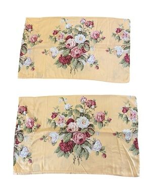 VTG Ralph Lauren Home Set Cotton Standard Pillowcases KATHLEEN Floral  Gold/Rose
